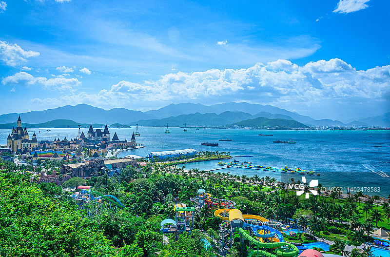 越南芽庄珍珠岛游乐园海景自然风光图片素材