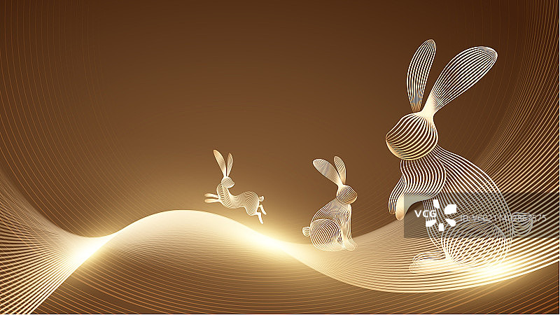 兔年线条插画图片素材