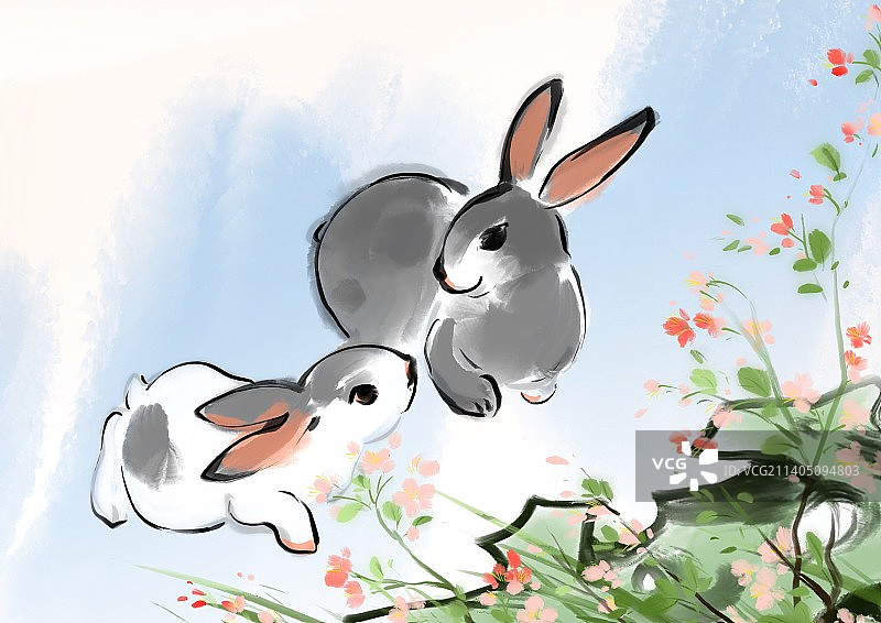 兔年中国风年画图片素材