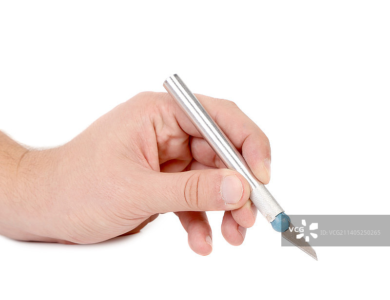 裁剪手握笔对白色背景图片素材
