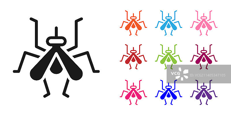 白色背景上的黑色蚊子图标图片素材