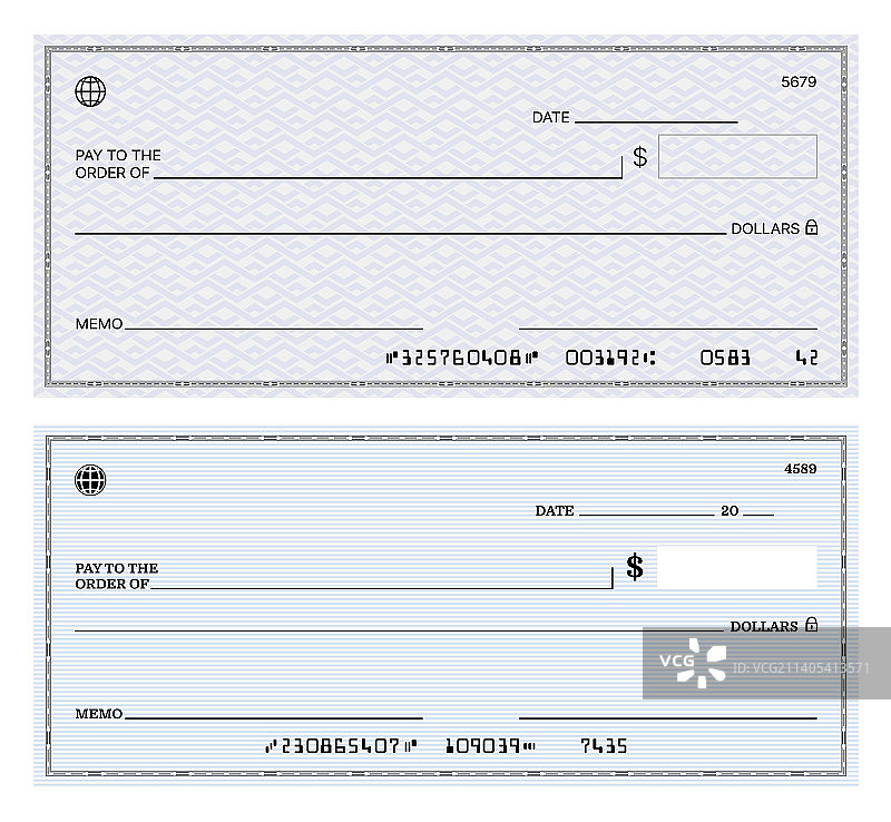 空白银行支票支票簿支付支票模板图片素材