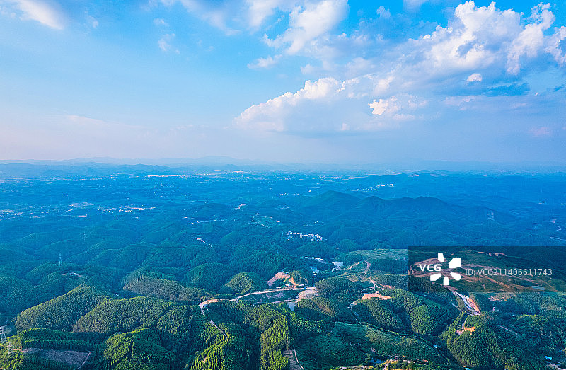 中国南宁乡村丘陵山林自然风光航拍图片素材