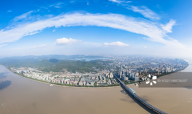 杭州钱塘江两岸城市建筑风光图片素材