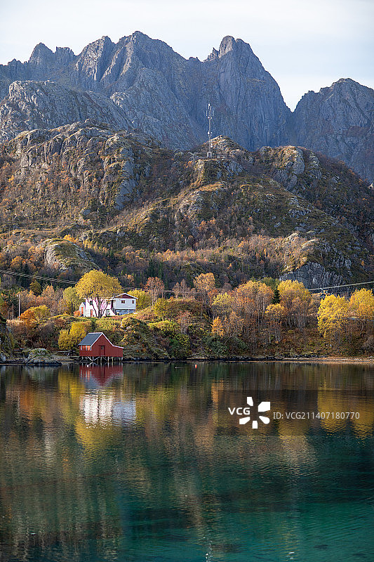 北欧挪威北极圈内的湖泊景观图片素材