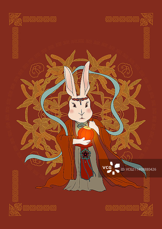 年俗兔子生肖传统纹样图片素材