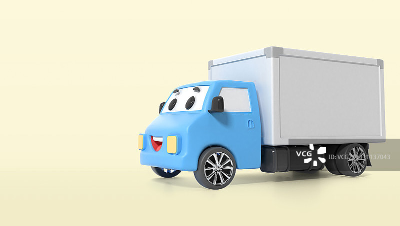 可爱的3D渲染运输卡车角色图片素材
