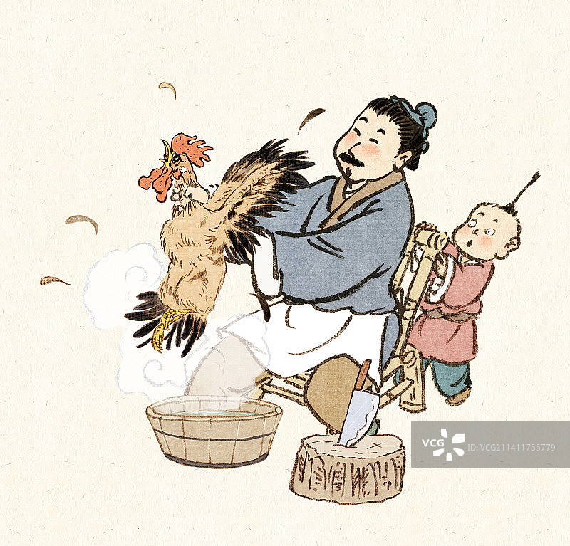 中国古代传统年俗系列之腊月二十七载年鸡图片素材