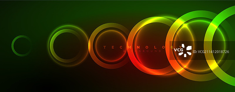 霓虹闪亮的圆圈抽象的背景技术图片素材