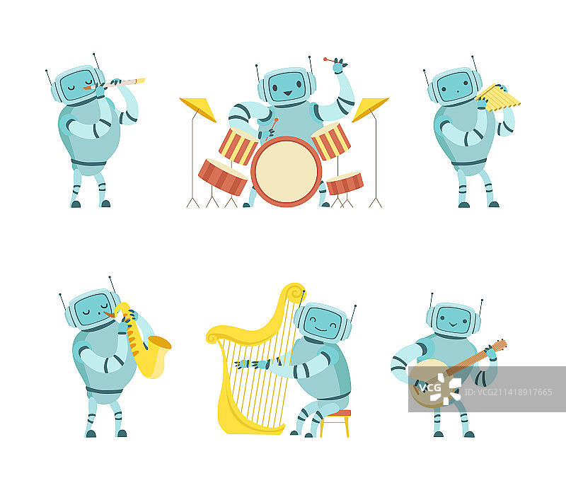 机器人音乐家演奏乐器图片素材