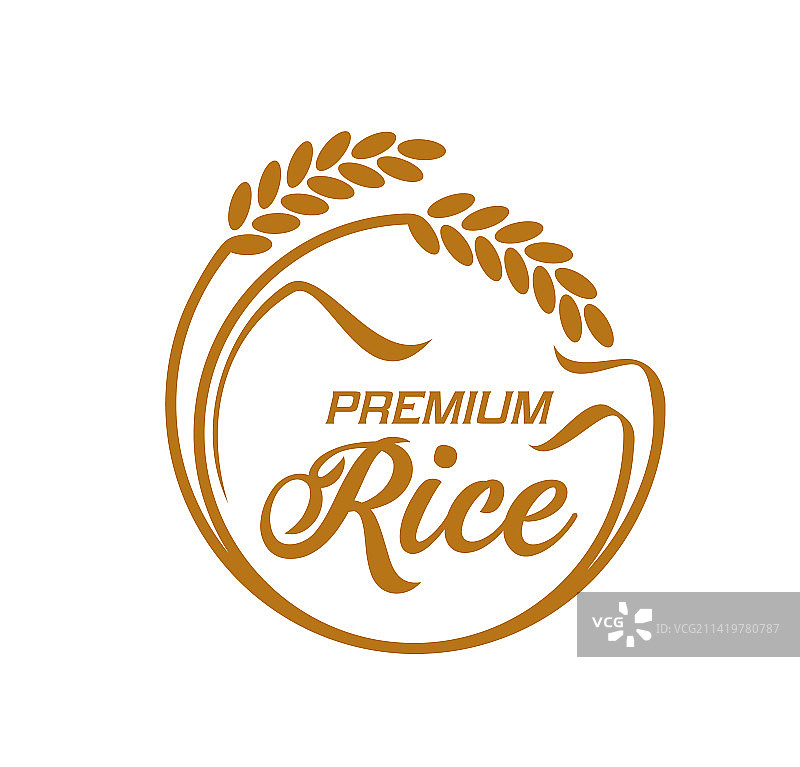 水稻图标徽章与圆形框架水稻图片素材