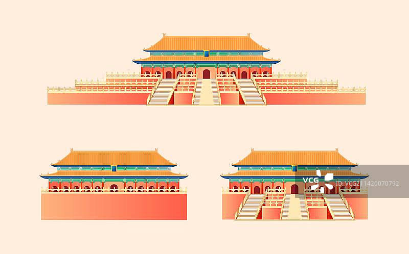 北京故宫古建筑国庆节插画元素图片素材