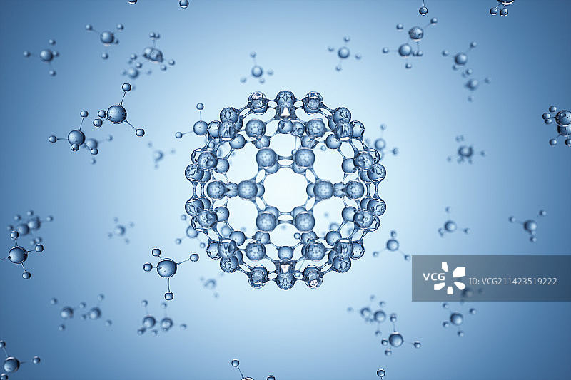 3D渲染微观分子和水气泡 化妆品广告背景图片素材