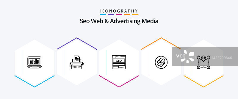 Seo网站和广告媒体25线图标包图片素材