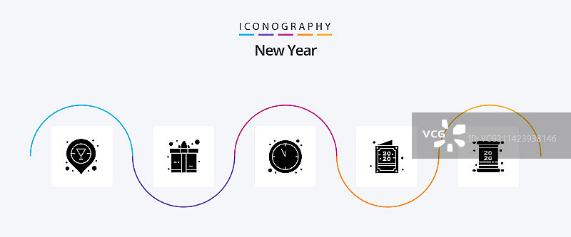 新年符号5图标包包括邀请新图片素材