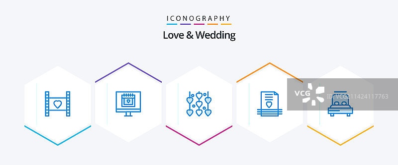 爱情和婚礼25蓝色图标包包括图片素材
