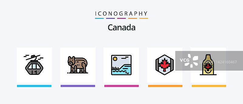 加拿大线填充了包括加拿大在内的5个图标包图片素材