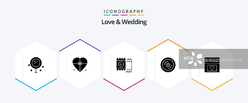 爱情和婚礼25字形图标包包括图片素材