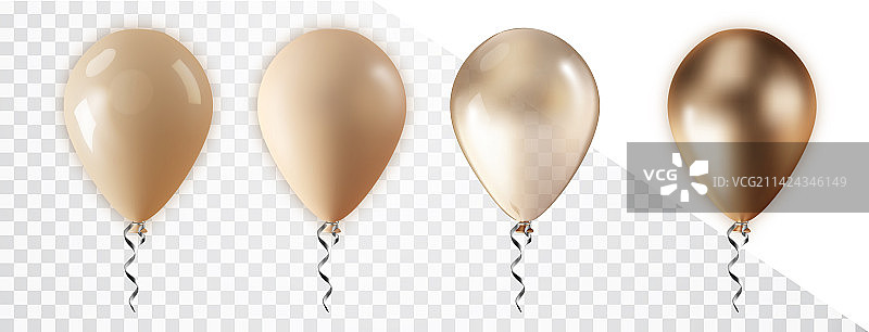 金色气球集隔离透明图片素材