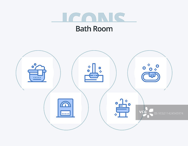 浴室蓝色图标包5个图标设计浴室图片素材