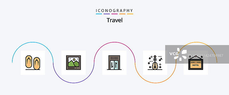 旅行线路填平5个图标包包括图片素材