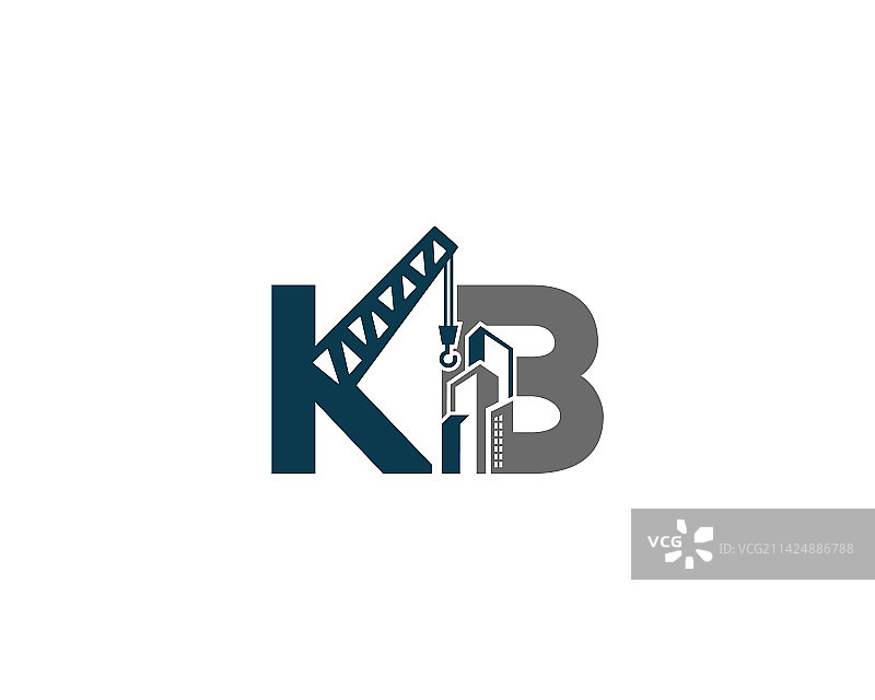 字母KB与起重机和建筑标志图片素材