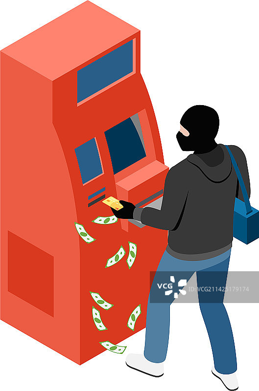 ATM抢劫犯等距构成图片素材