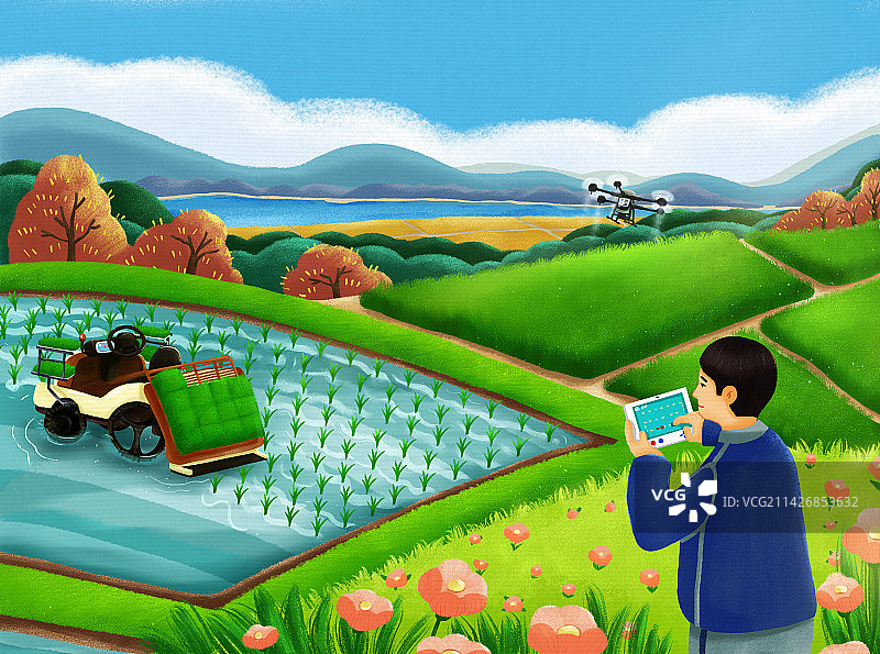 现代科技化农业插画图片素材