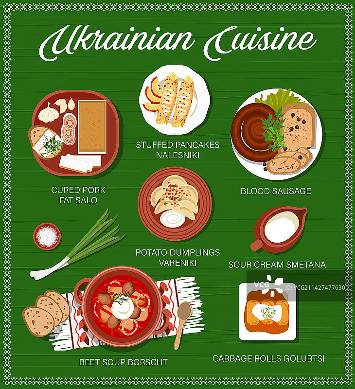 乌克兰美食菜单与传统食物图片素材