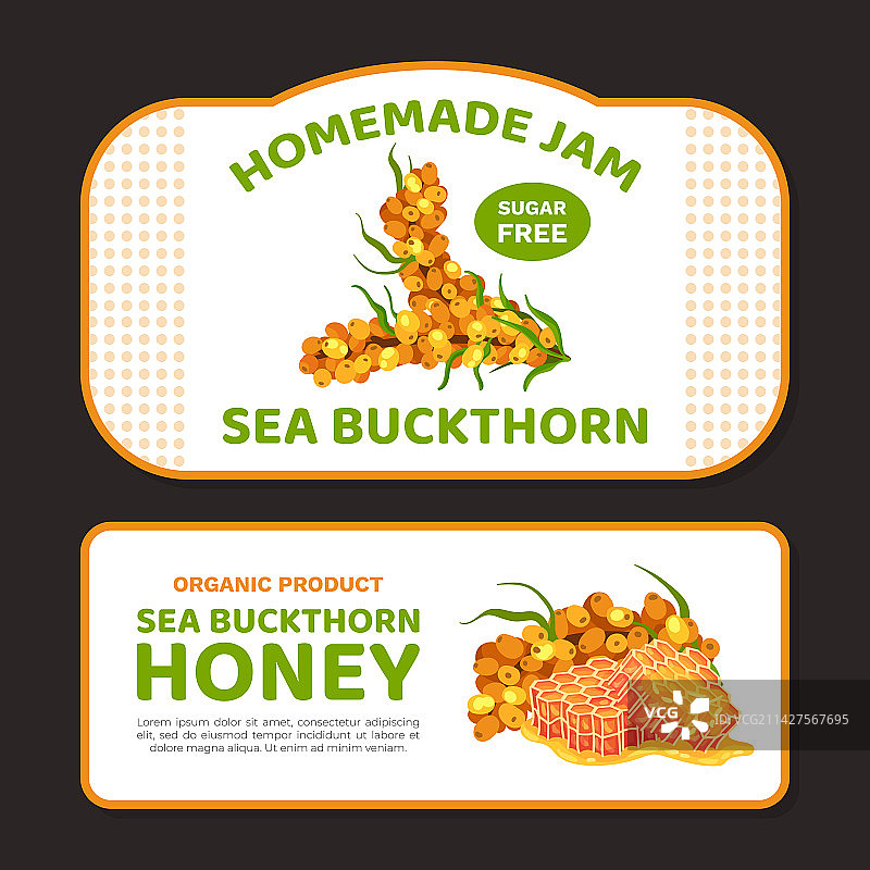 沙棘蜂蜜和自制果酱标签设计图片素材