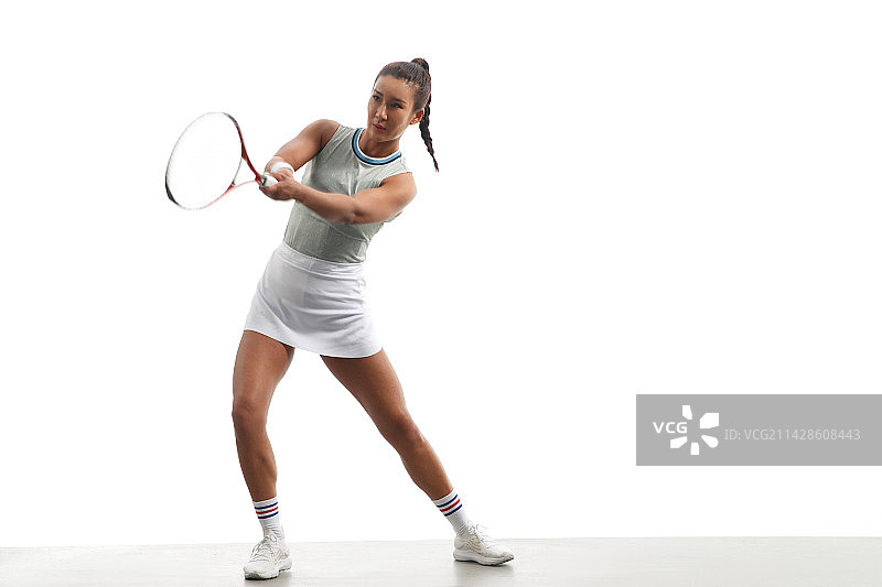 青年女运动员打网球图片素材