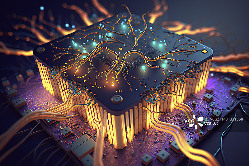 【AI数字艺术】神经网络的计算机处理器图片素材