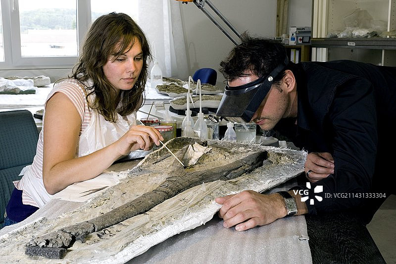 古生物学家和化石图片素材