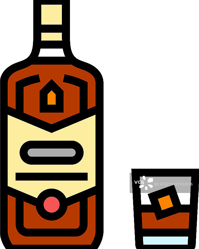 威士忌饮料瓶颜色图标图片素材