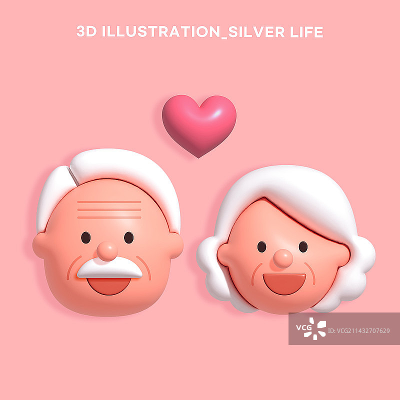 面部，3D，性格，银色生活，老年夫妇，老人图片素材