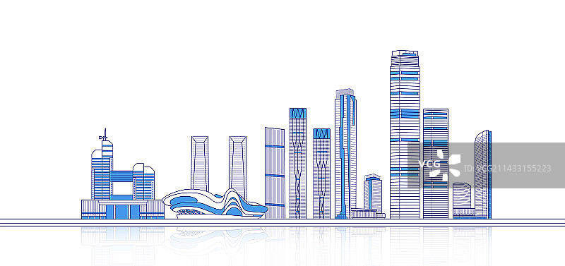 长沙城市天际线矢量地标建筑插画图片素材