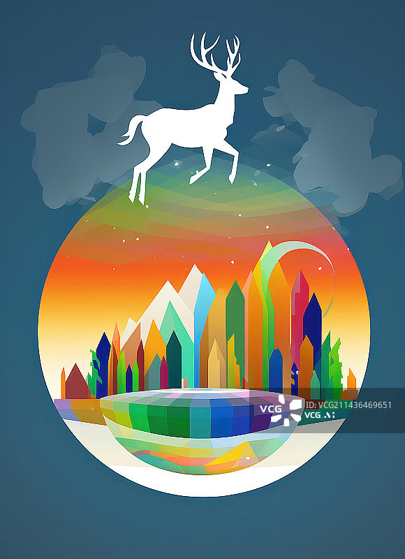 【AI数字艺术】鹿的旅行插画图片素材