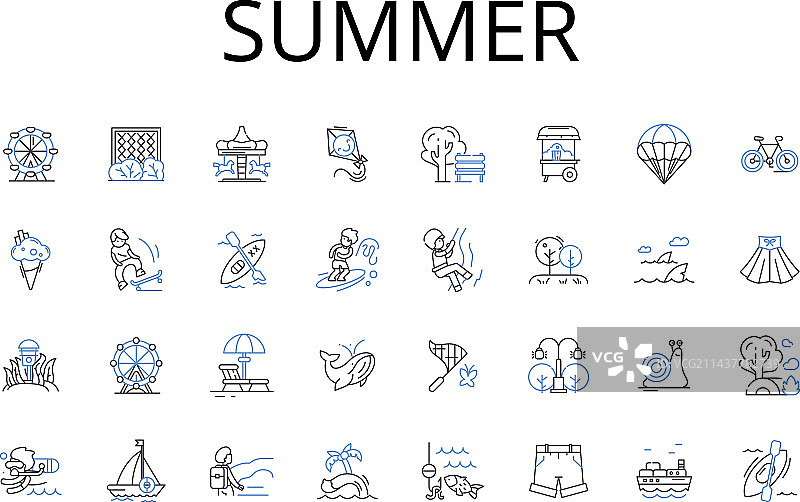 夏日行图标集合热浪阳光图片素材