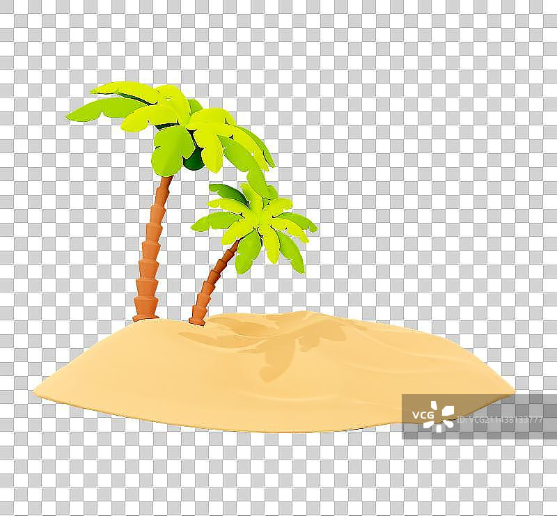 C4D立体沙滩椰子元素图片素材