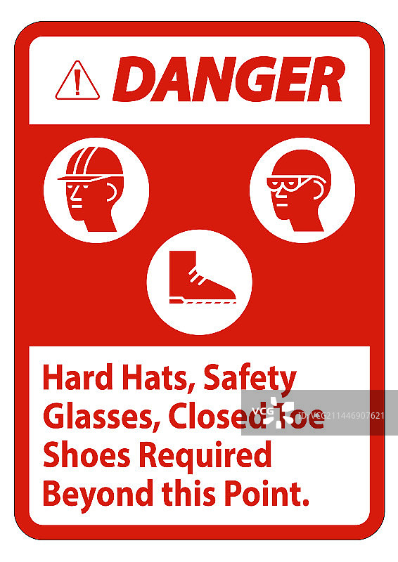 危险标志，安全帽，安全眼镜，闭上脚趾图片素材