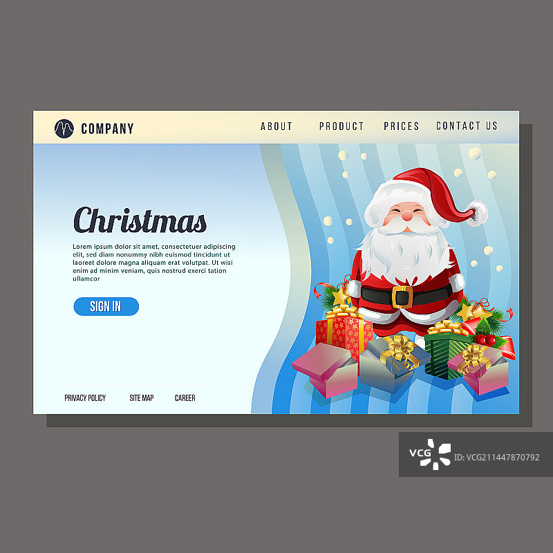 圣诞网站登陆页面圣诞老人蓝色图片素材