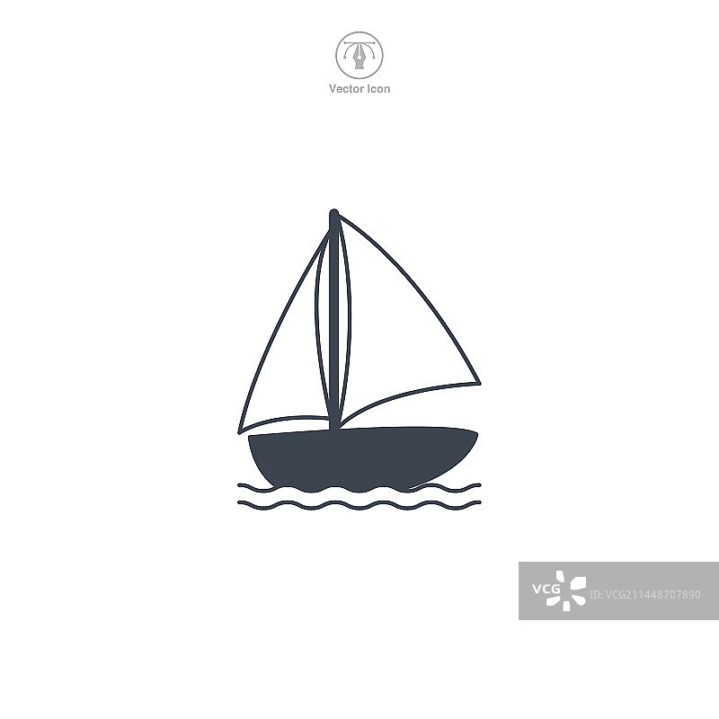 帆船图标符号孤立在白色上图片素材