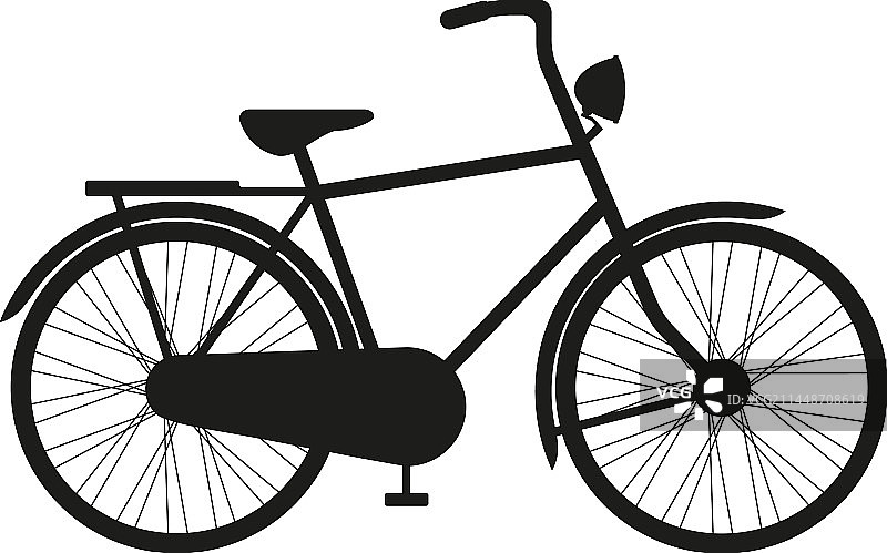 自行车图标或标志黑色的自行车轮廓图片素材