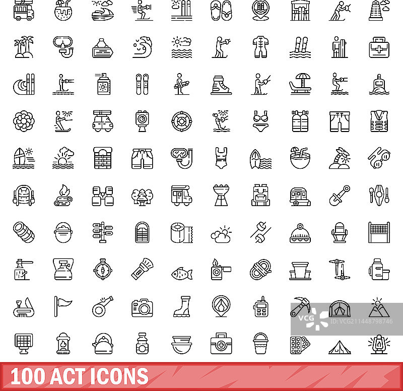 100个行为图标设置大纲风格图片素材