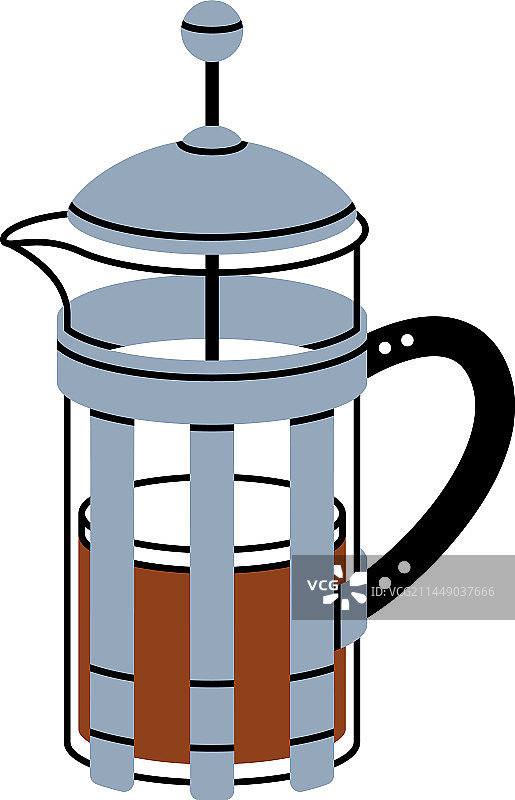 玻璃法式压壶或水壶与咖啡芳香图片素材