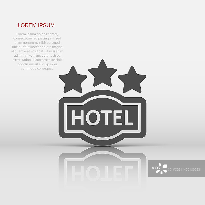 酒店3星标志图标在扁平式客栈上图片素材