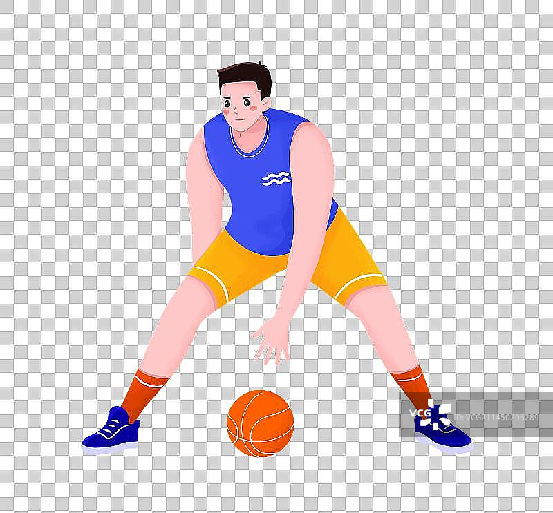 时尚简约扁平插画一个男人在打篮球图片素材