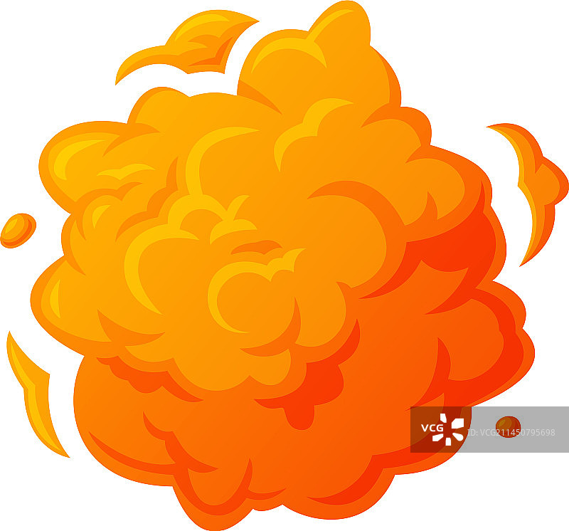 炸弹爆炸时冒出明亮的橘黄色云图片素材