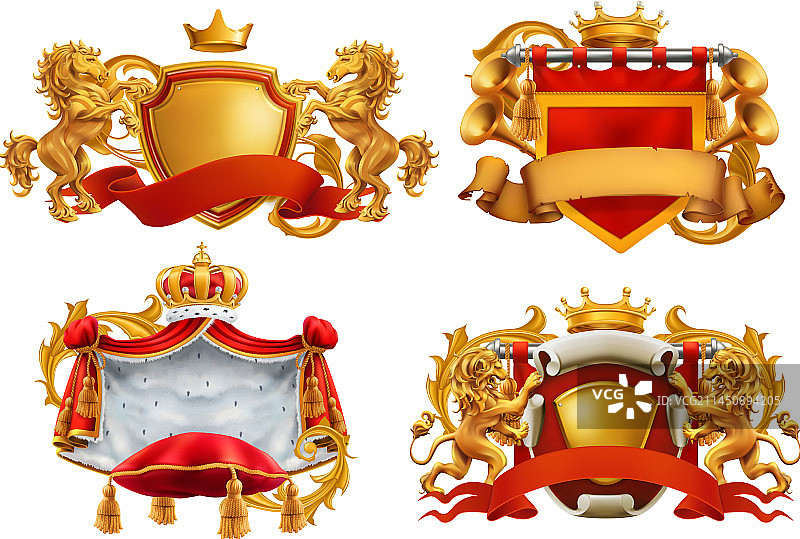 皇家纹章国王和王国3d徽章集图片素材