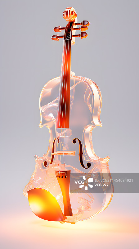 【AI数字艺术】水晶玻璃小提琴图片素材